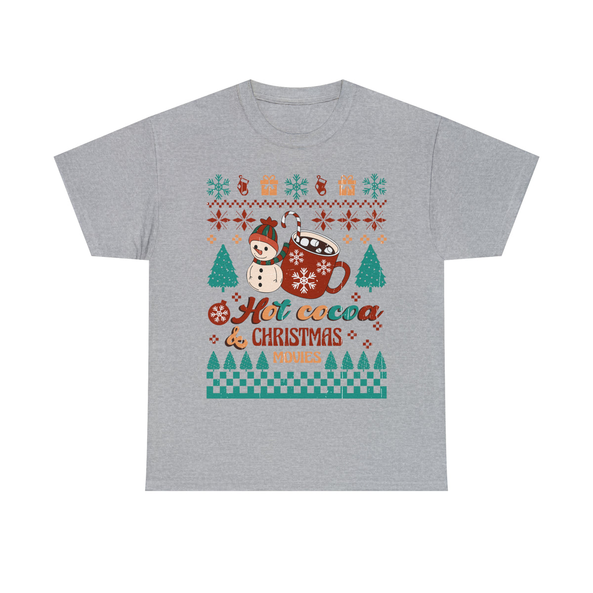 Hot Cocoa Christmas Movies Ugly Sweater Short Sleeve Tee