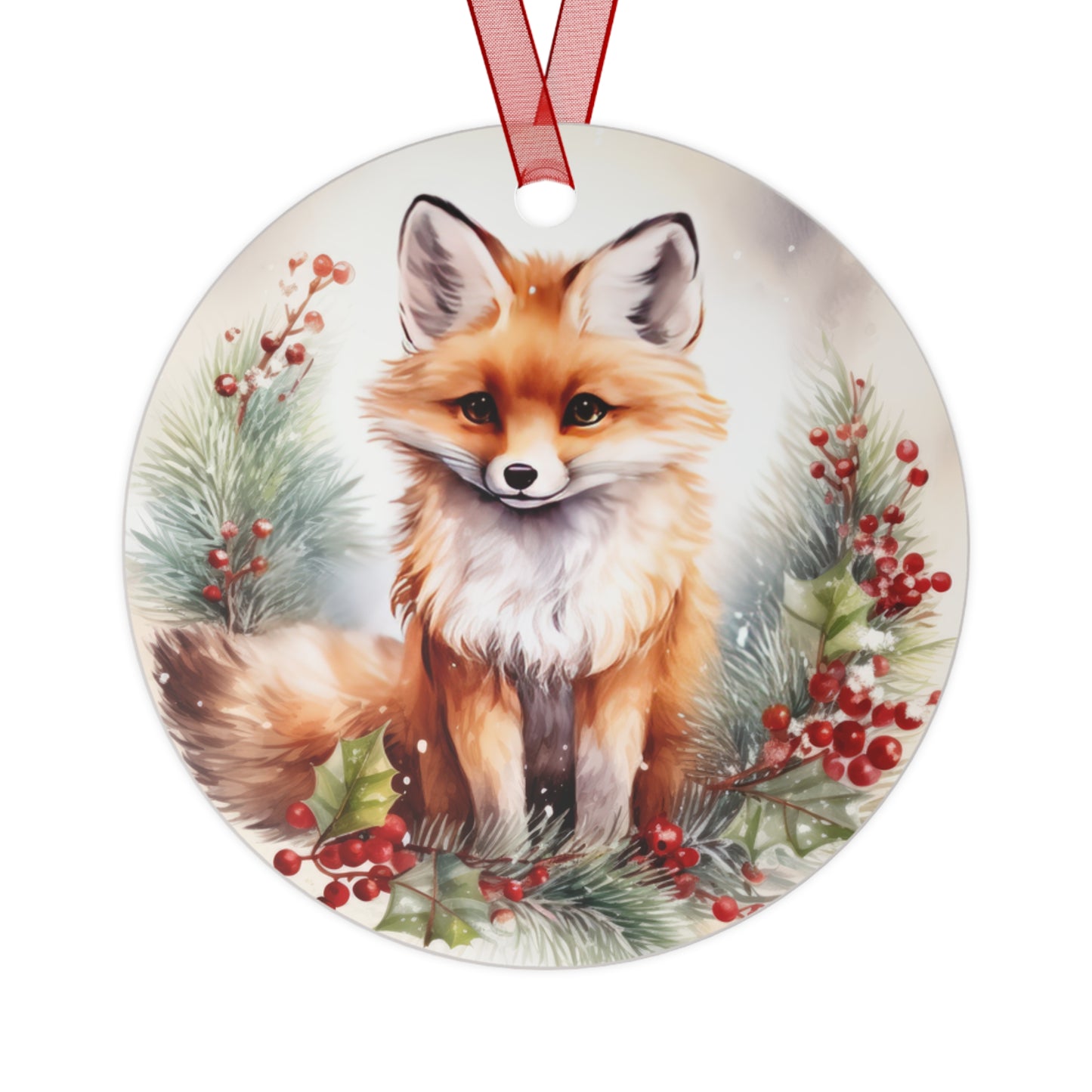 Fox in Holly Ornament