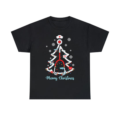 Merry Christmas Stethoscope Christmas Tree Medical Nurse Short Sleeve Tee