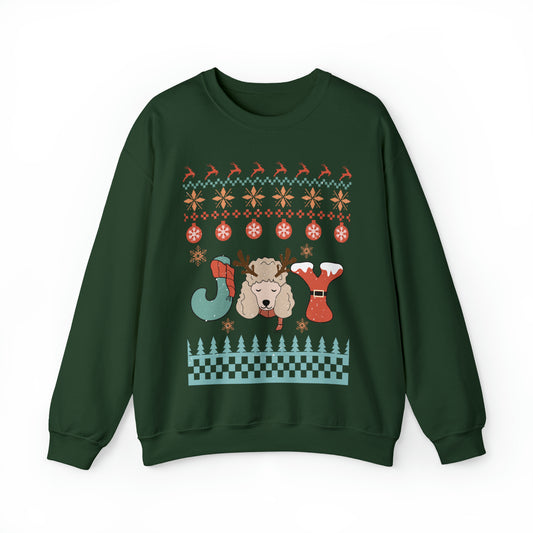 Joy Miniature Poodle Dog Christmas Ugly Sweater Sweatshirt