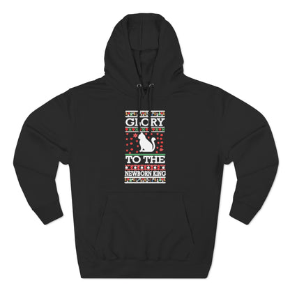 Glory to the Newborn King Cat Christmas Ugly Sweater Pullover Hoodie