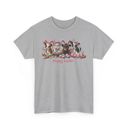 Easter Highland Cows with Rabbit Ears Short Sleeve Tshirt