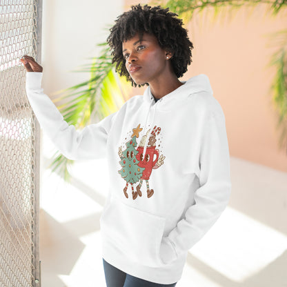 Retro Christmas Tree and Hot Cocoa Christmas Pullover Hoodie