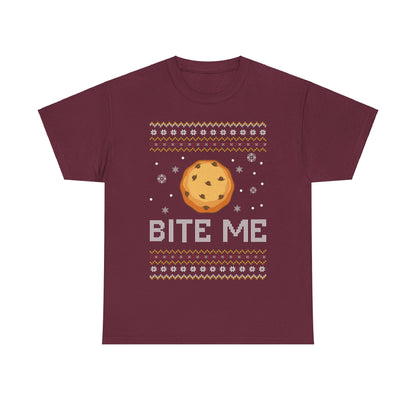 Cookie Bite Me Christmas Ugly Sweater Short Sleeve Tee