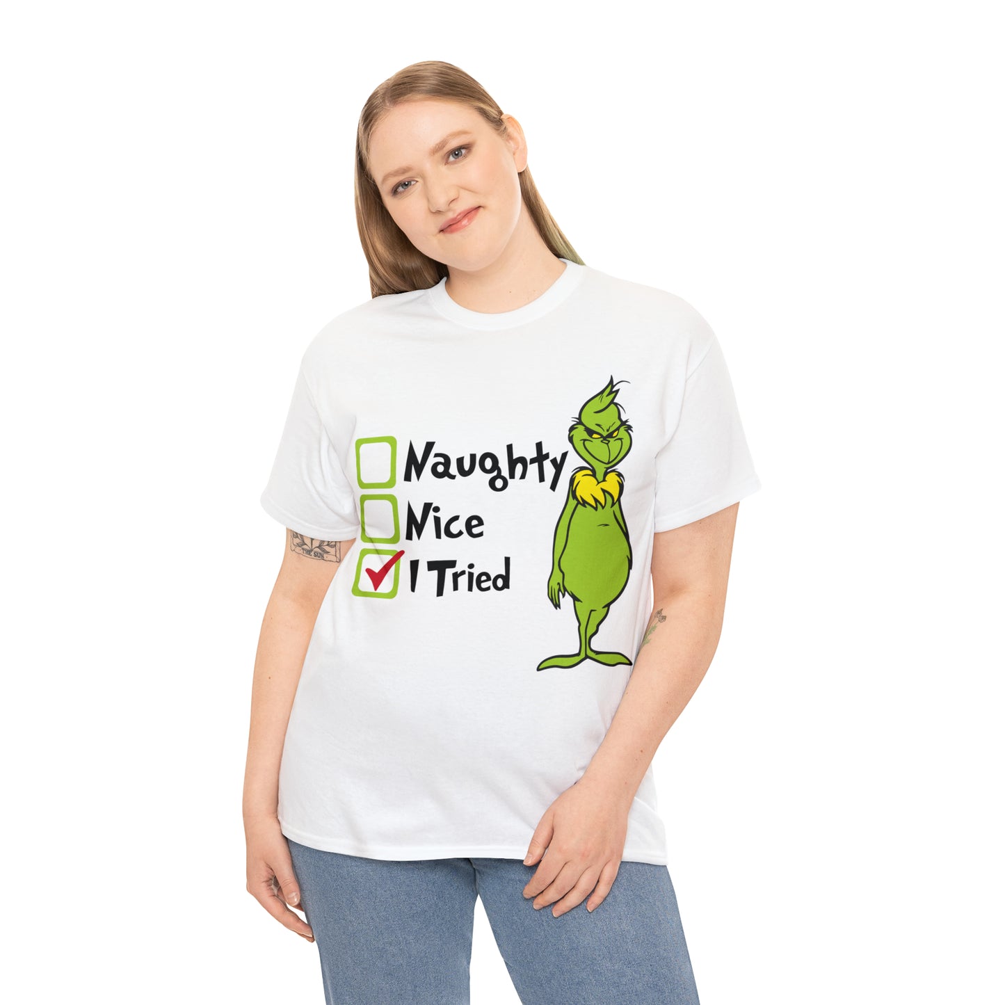 Naughty Nice I Tried Grinch Christmas Short Sleeve Tee