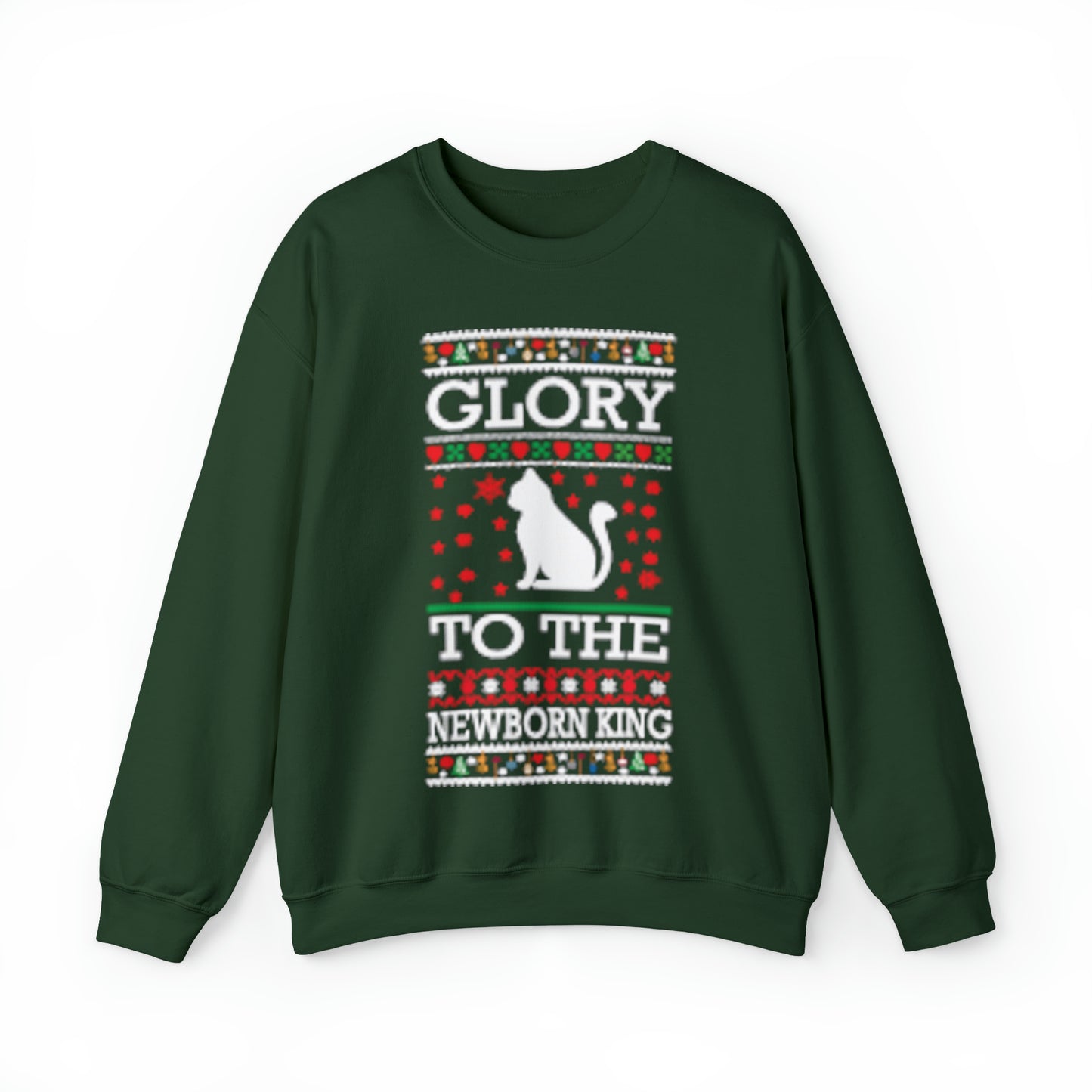 Glory to the Newborn King Cat Christmas Ugly Sweater Sweatshirt