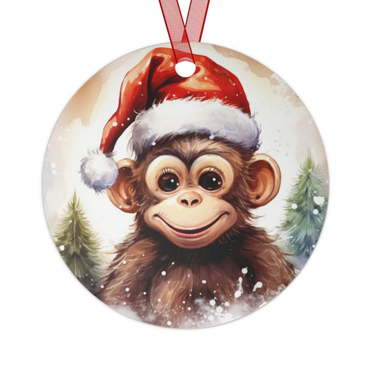 Monkey in Santa Hat Ornament