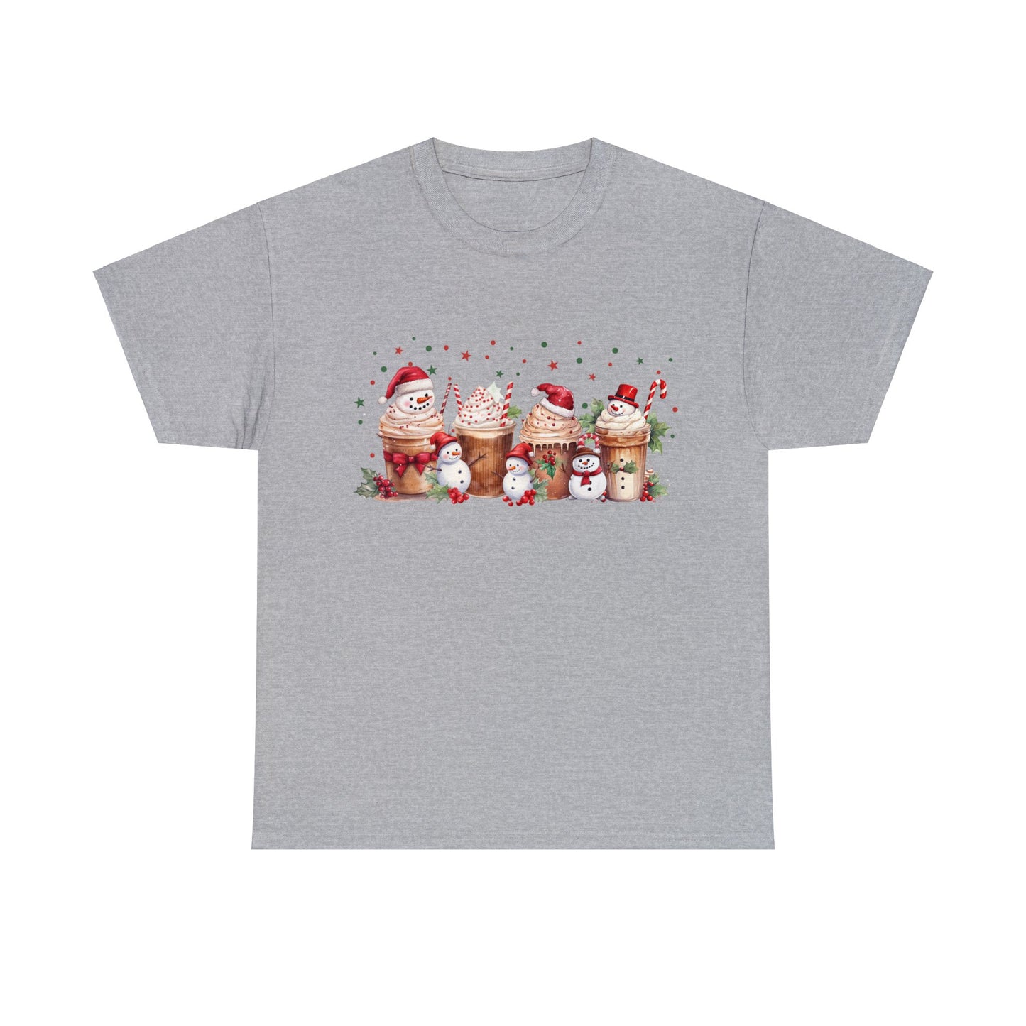 Snowmen Coffee Latte Christmas Short Sleeve Tee