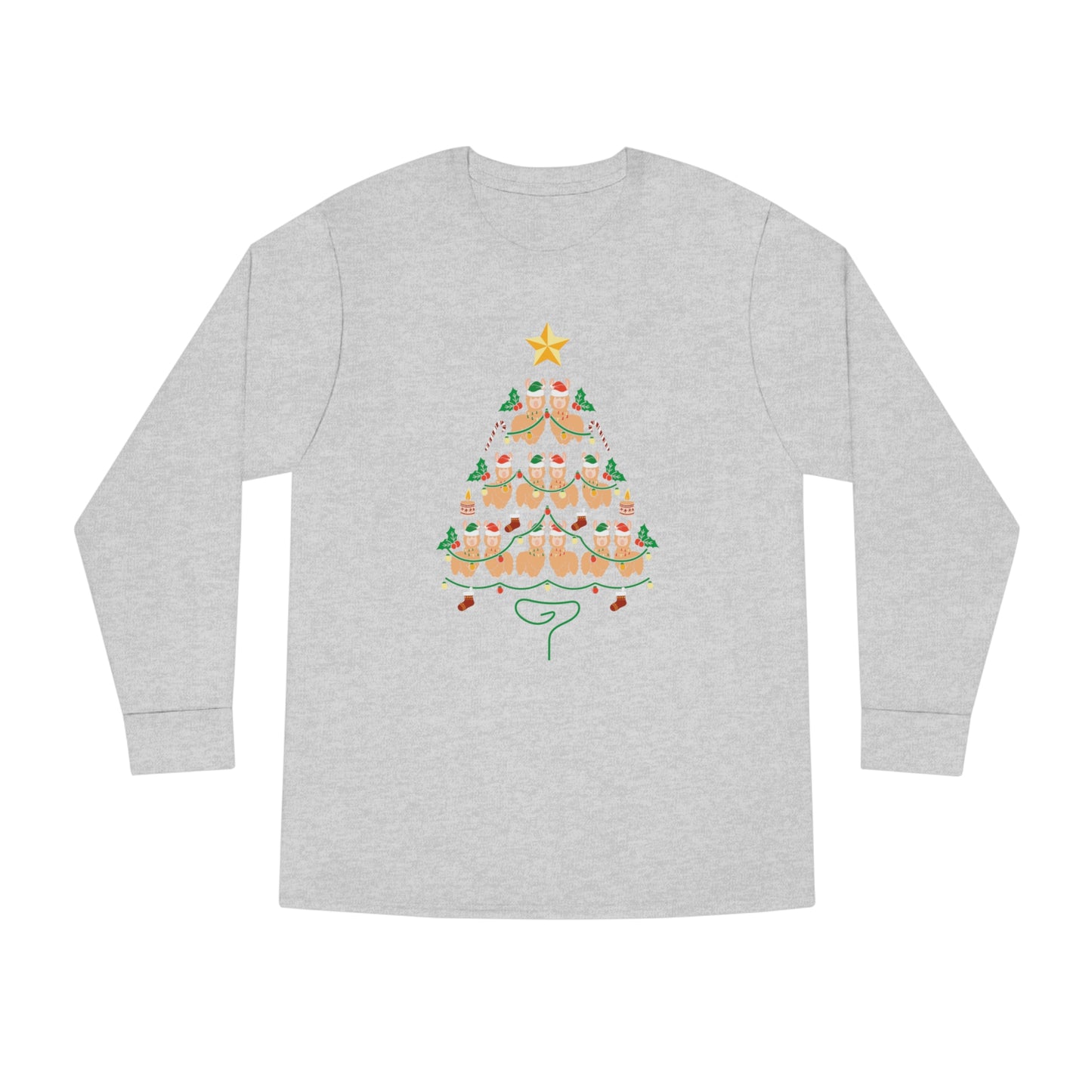 Llama Christmas Tree Christmas Long Sleeve Tee