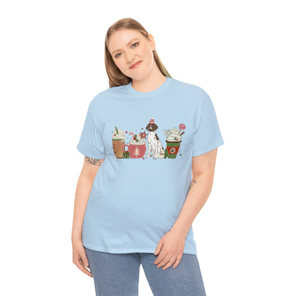 Pointer Dog Latte Christmas Short Sleeve Tee