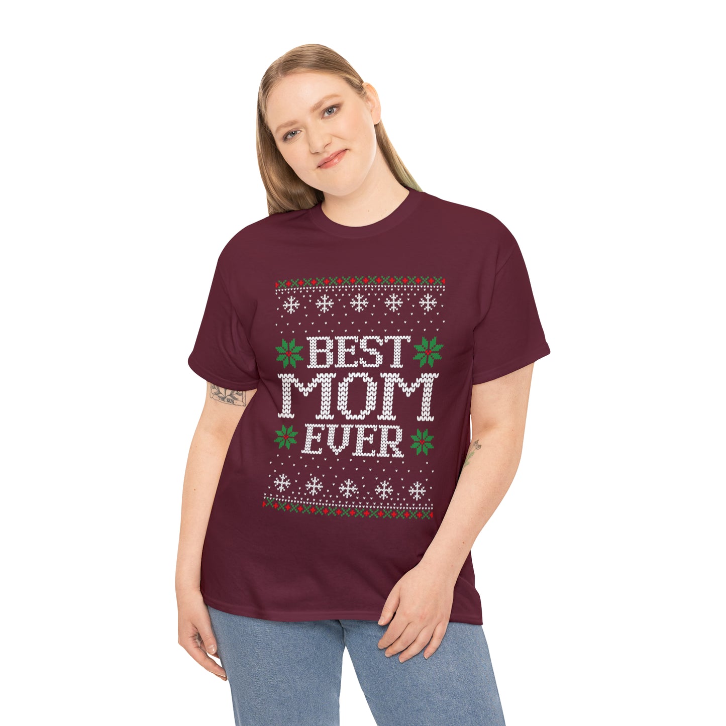 Best Mom Ever Christmas Ugly Sweater Short Sleeve Tee