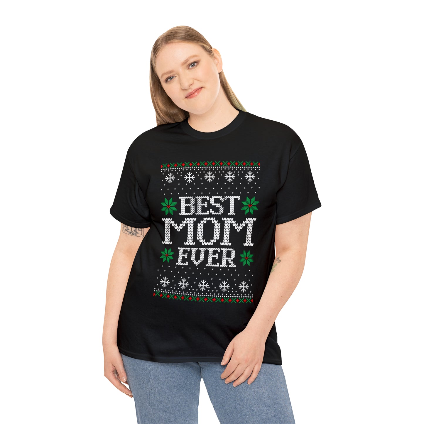Best Mom Ever Christmas Ugly Sweater Short Sleeve Tee