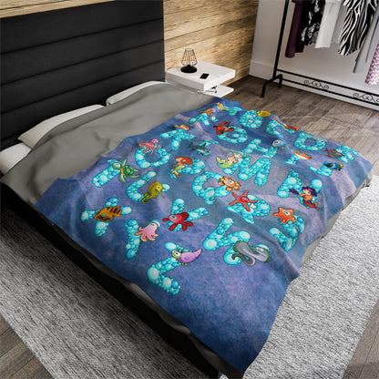 Rose Sea Life Alphabet Plush Blanket