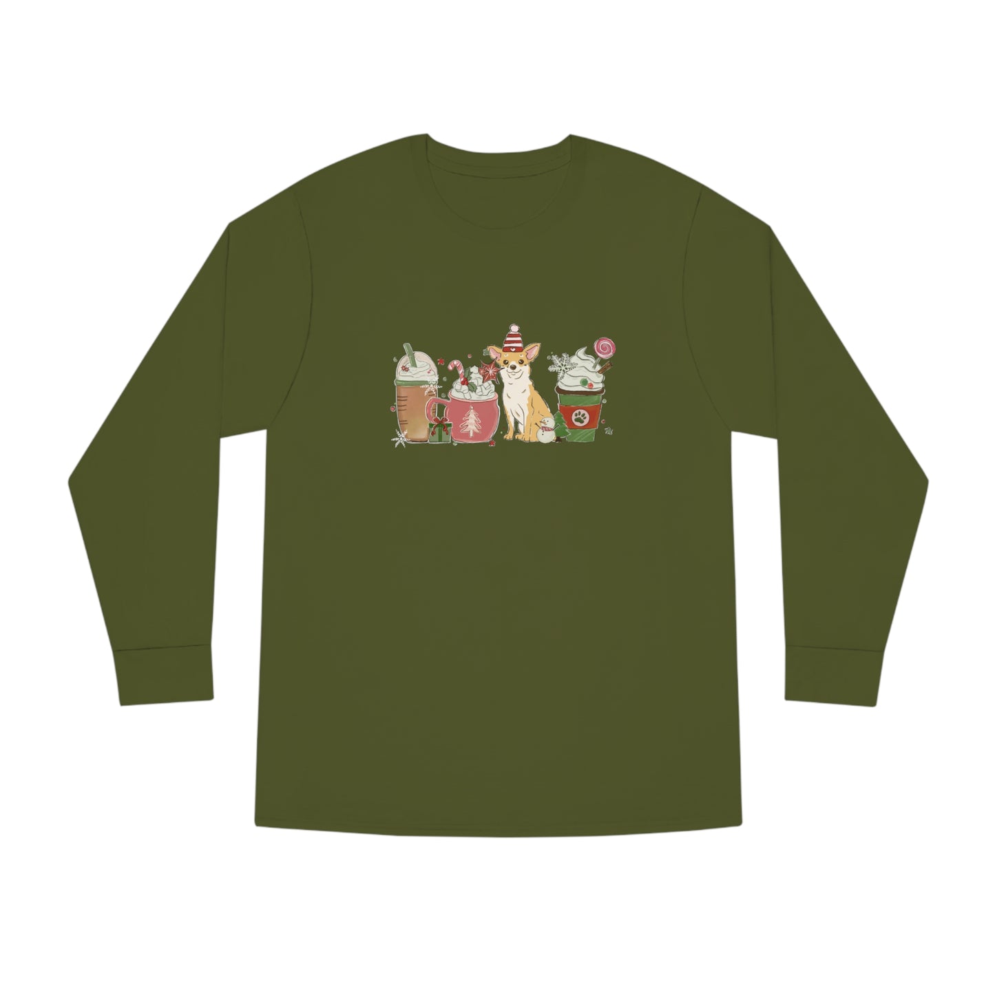 Chihuahua Dog Latte Christmas Long Sleeve Tee