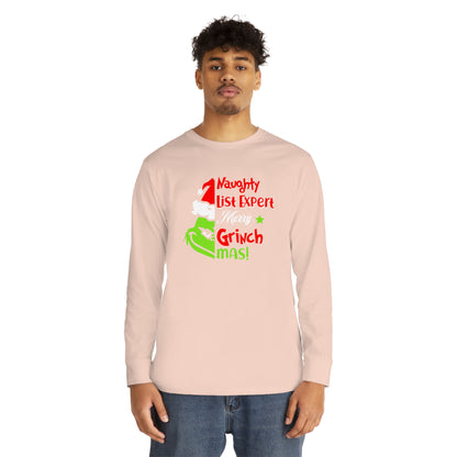 Naughty List Expert Grinch Christmas Long Sleeve T-shirt