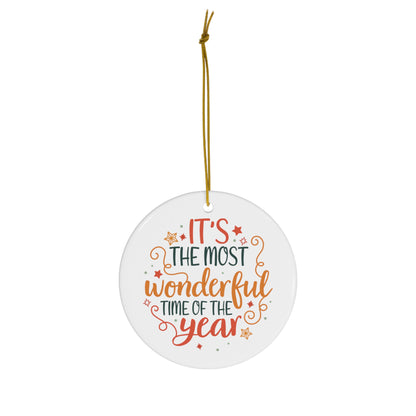 Retro It's the Most Wonderful Time of the Year Christmas Ceramic Ornament