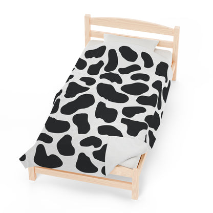 Black White Cow Print Plush Blanket