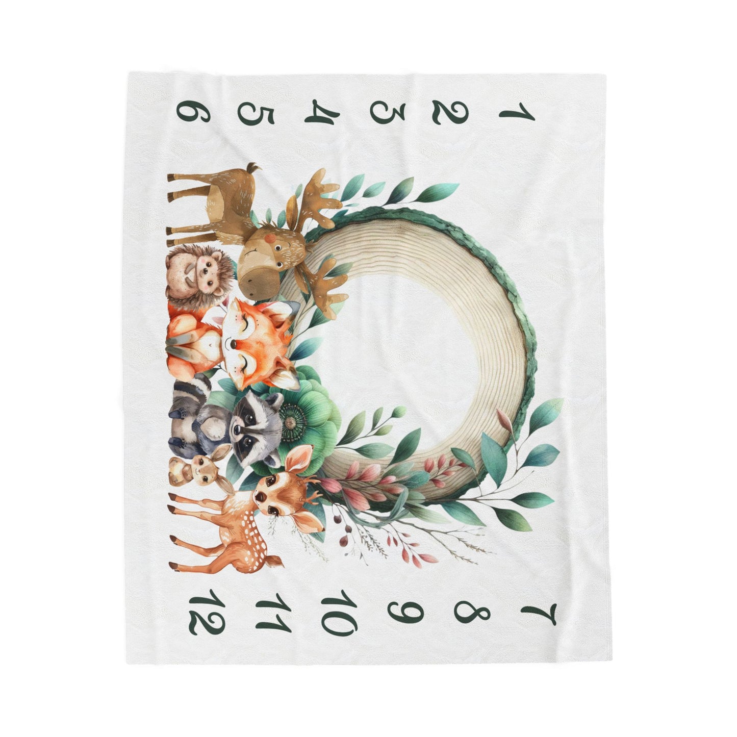 Cute Wildlife Milestone Velveteen Plush Blanket