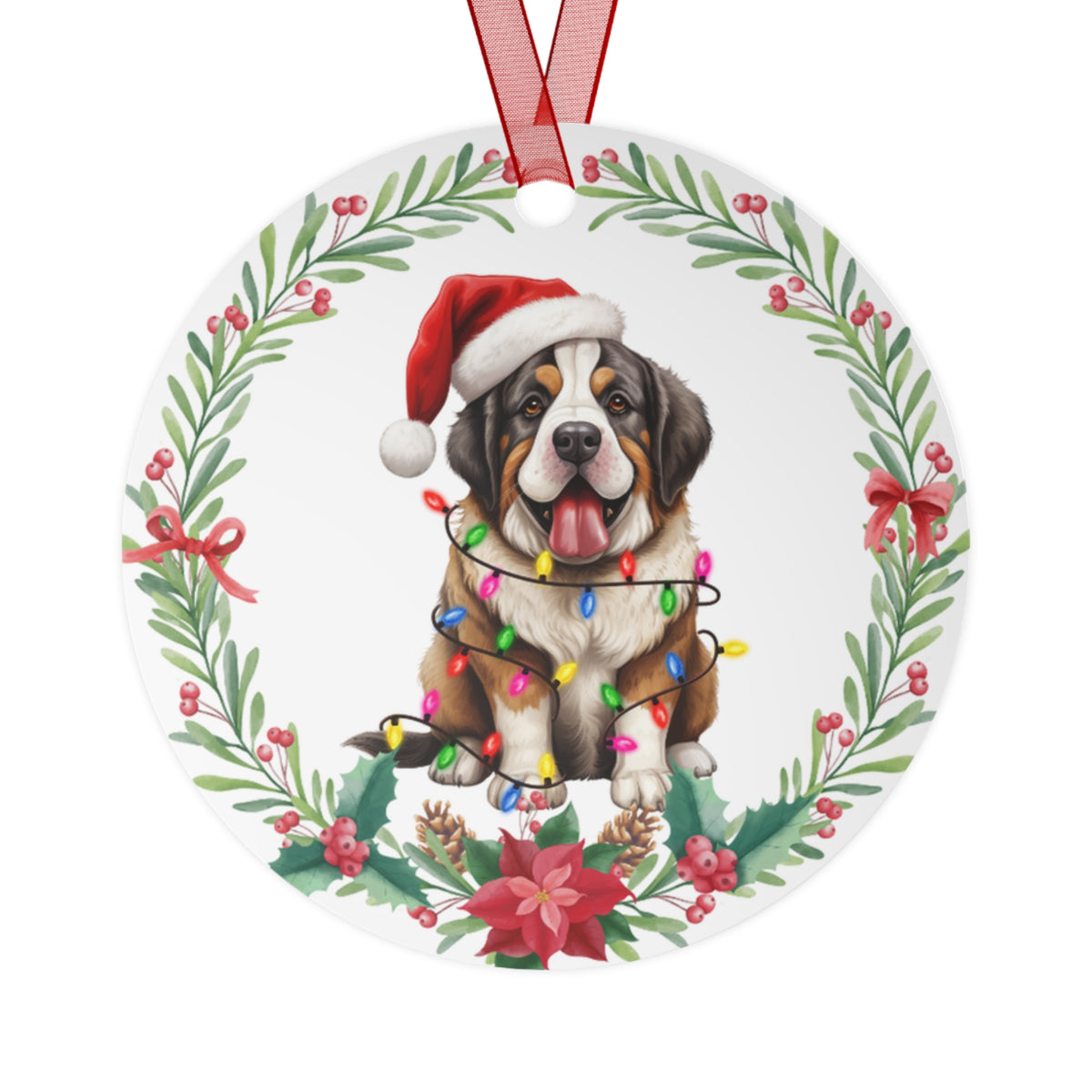 Saint Bernard Dog in Lights Ornament
