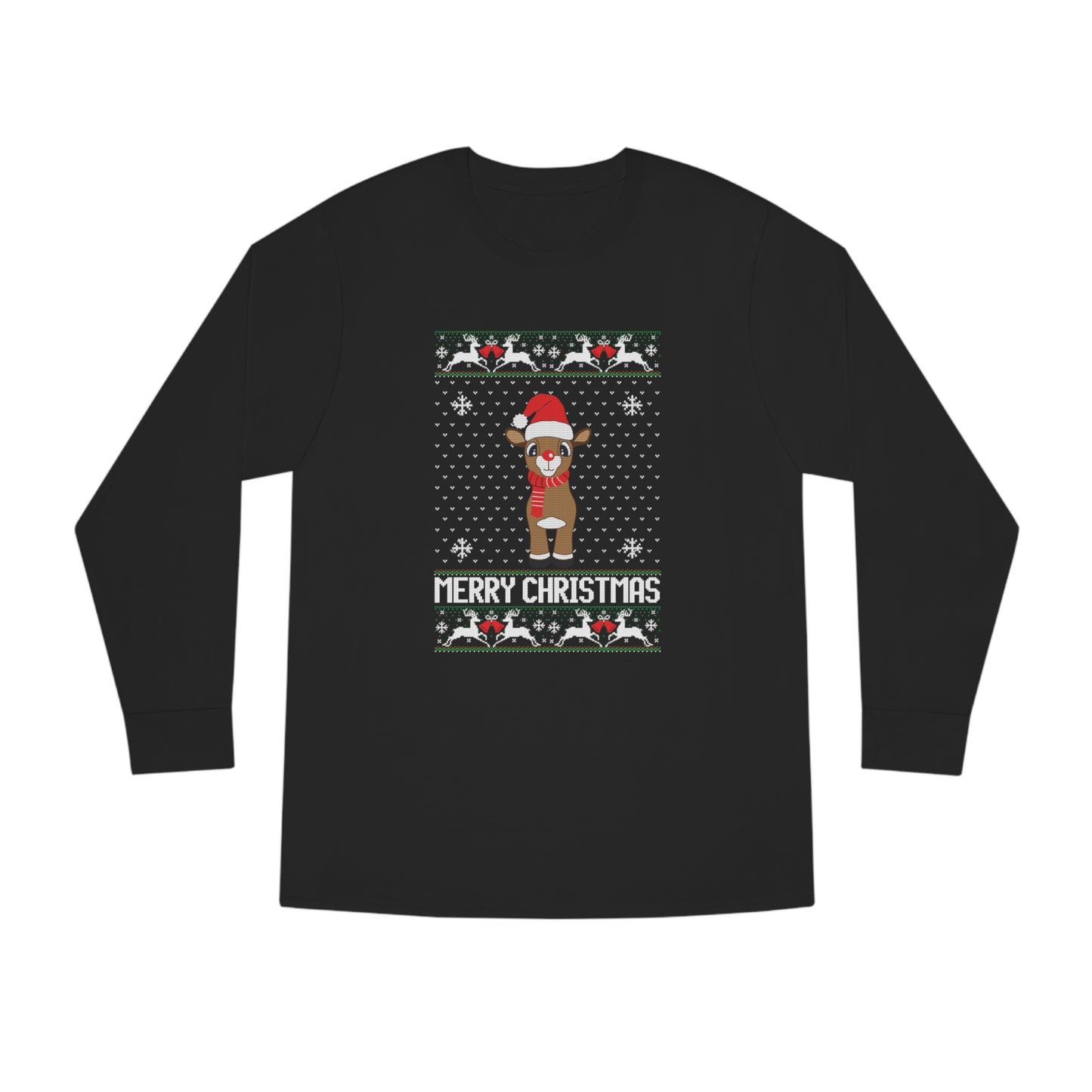 Merry Christmas Rudolph Ugly Christmas Sweater Long Sleeve Tee