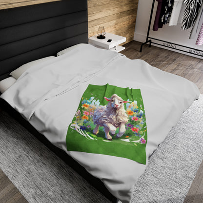 Sheep with Flowers Blanket