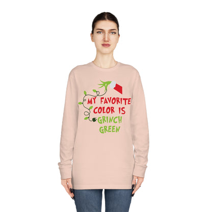My Favorite Color is Grinch Green Christmas Long Sleeve T-Shirt