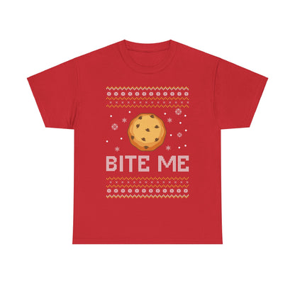 Cookie Bite Me Christmas Ugly Sweater Short Sleeve Tee