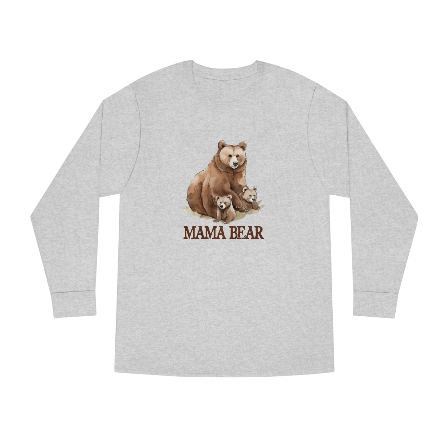 Mama Bear Grizzly Bear with Cubs Long Sleeve T-shirt