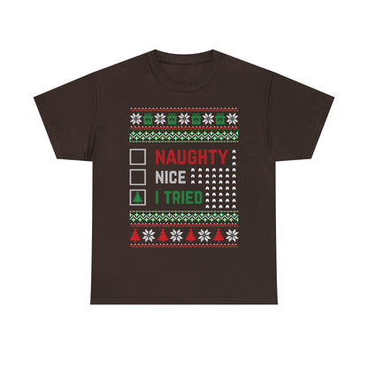 I Tried Christmas Ugly Sweater Short Sleeve Tee