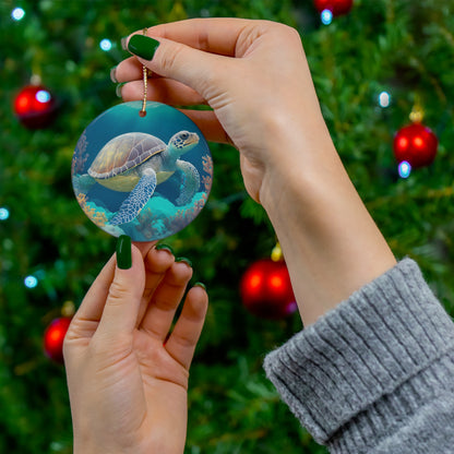 Sea Turtle Christmas Ceramic Ornament