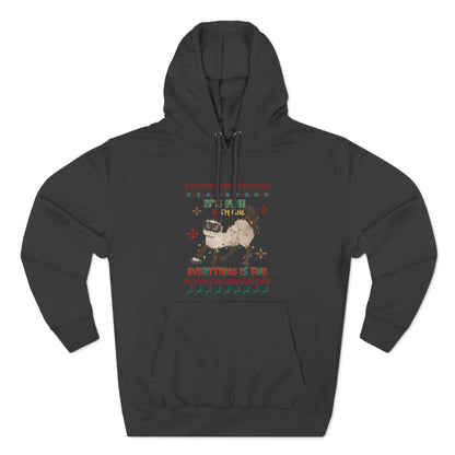 It's Fine I'm Fine Everything is Fine Cat in Lights Christmas Ugly Sweater Pullover Hoodie