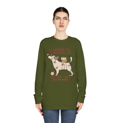 Oh Christmas Tree Your Fairy Lights Are History Dog Long Sleeve T-shirt