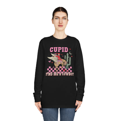 Cupid Find Me a Cowboy Valentine Long Sleeve T-shirt