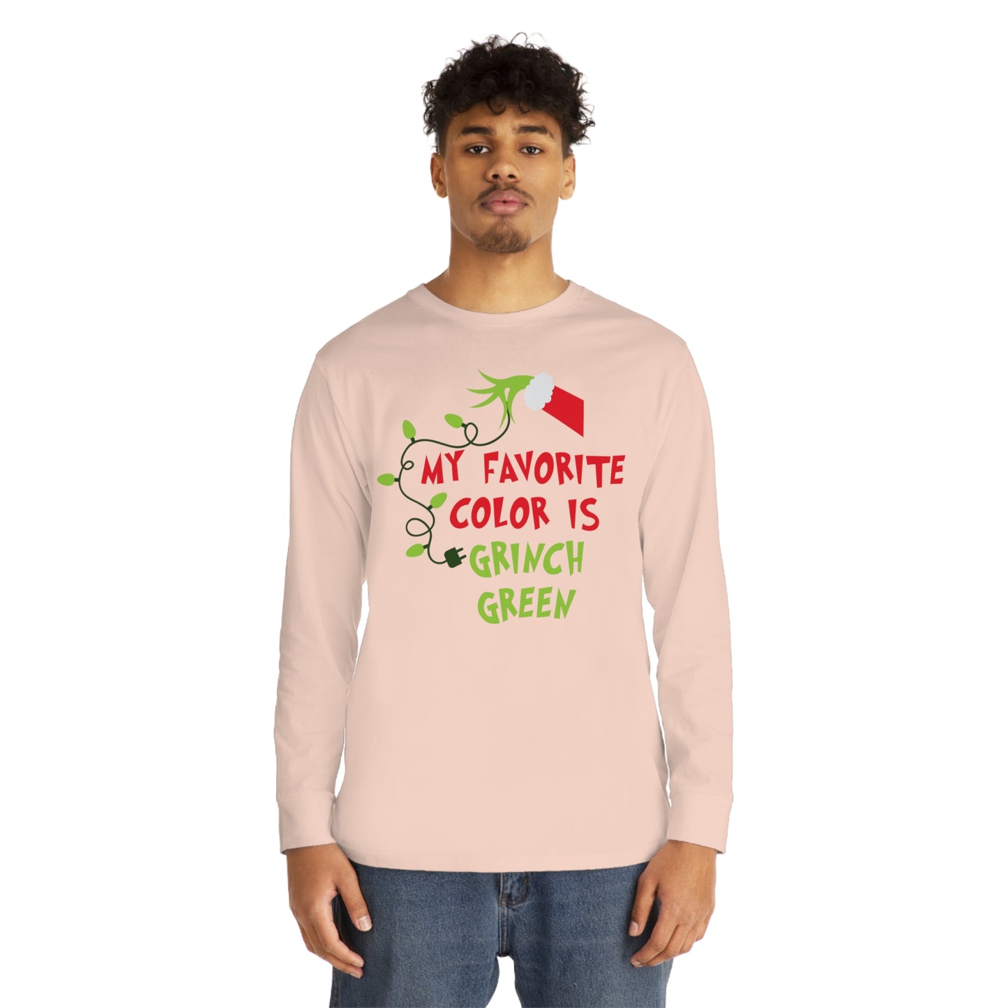 My Favorite Color is Grinch Green Christmas Long Sleeve T-Shirt