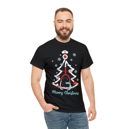 Merry Christmas Stethoscope Christmas Tree Medical Nurse Short Sleeve Tee