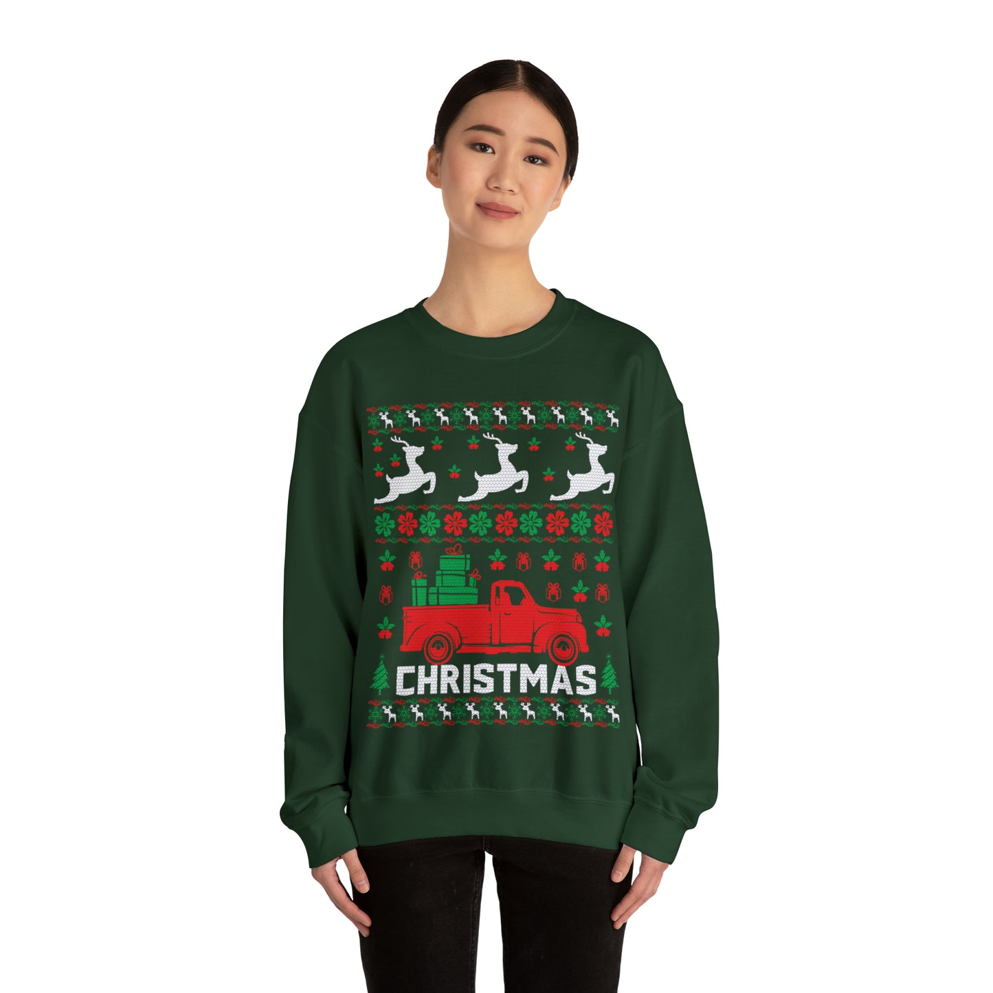 Red Merry Christmas Truck Ugly Sweater Sweatshirt