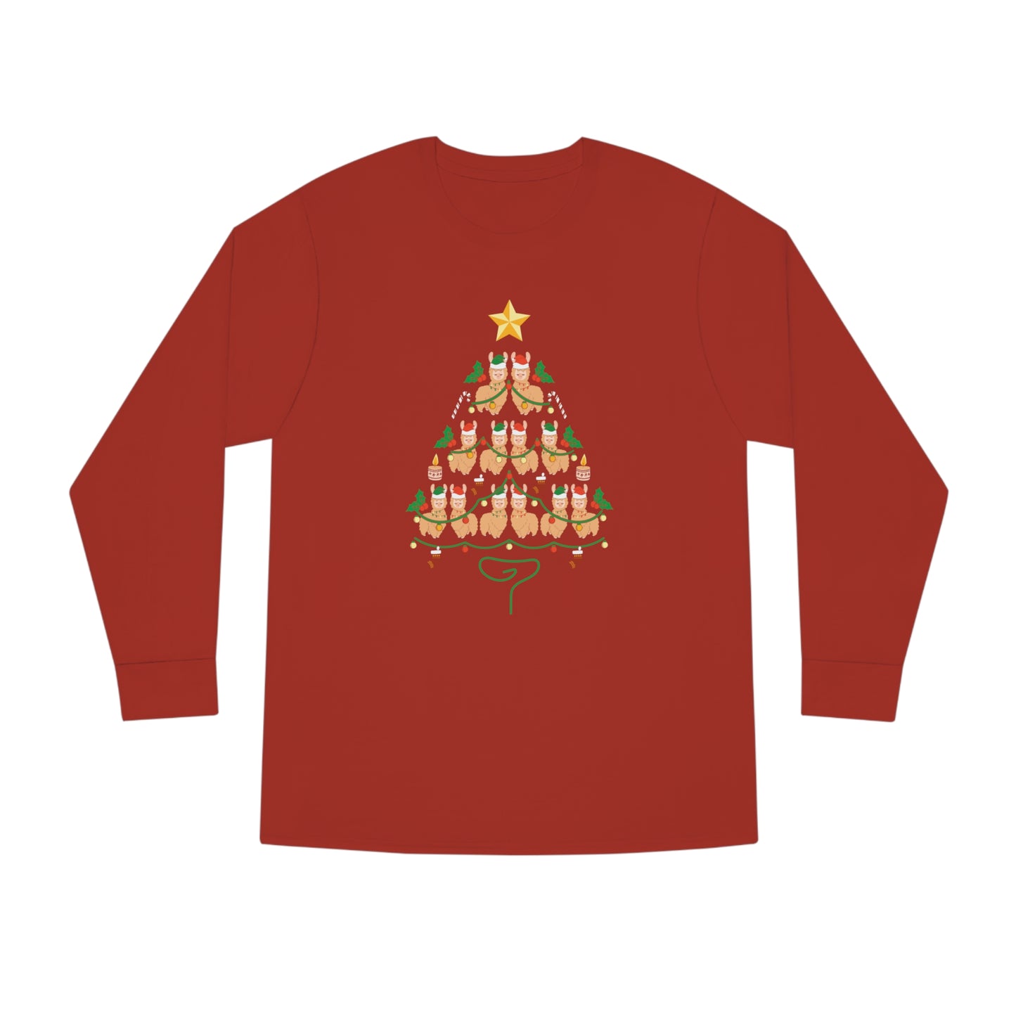 Llama Christmas Tree Christmas Long Sleeve Tee