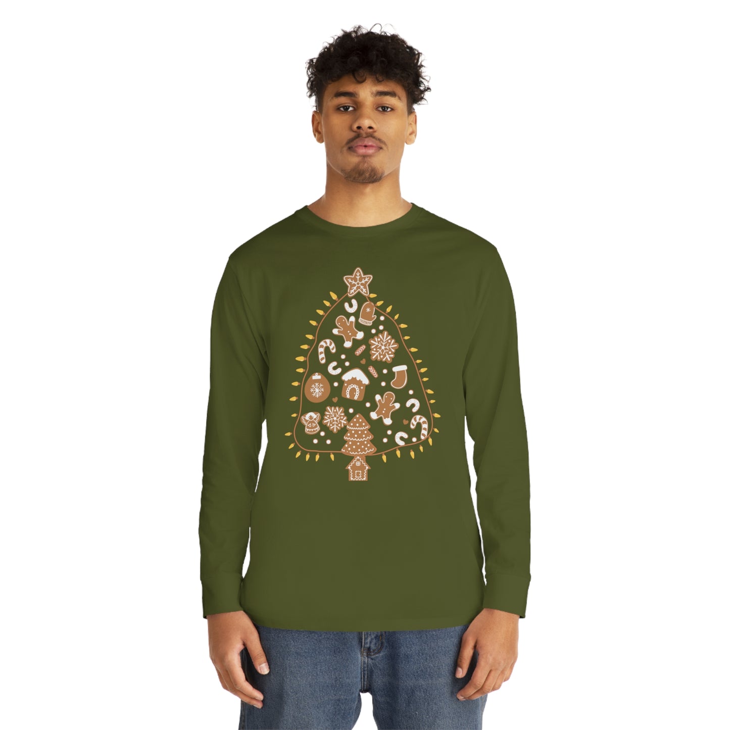 Gingerbread Cookie Christmas Tree Christmas Long Sleeve T-Shirt