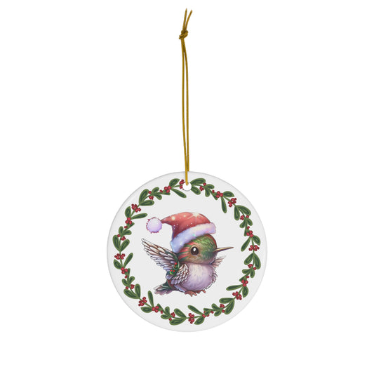 Hummingbird Christmas Ceramic Ornament