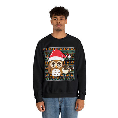 Owl in Santa Hat Ugly Christmas Sweater Sweatshirt