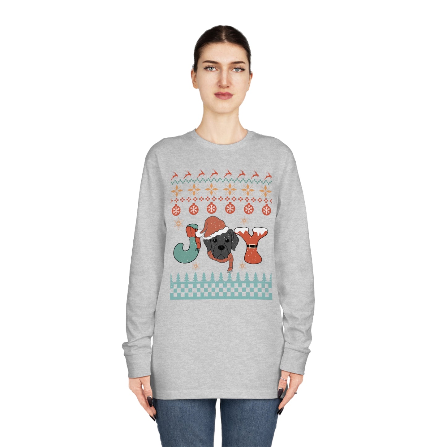 Joy Labrador Dog Christmas Ugly Sweater Long Sleeve Tee