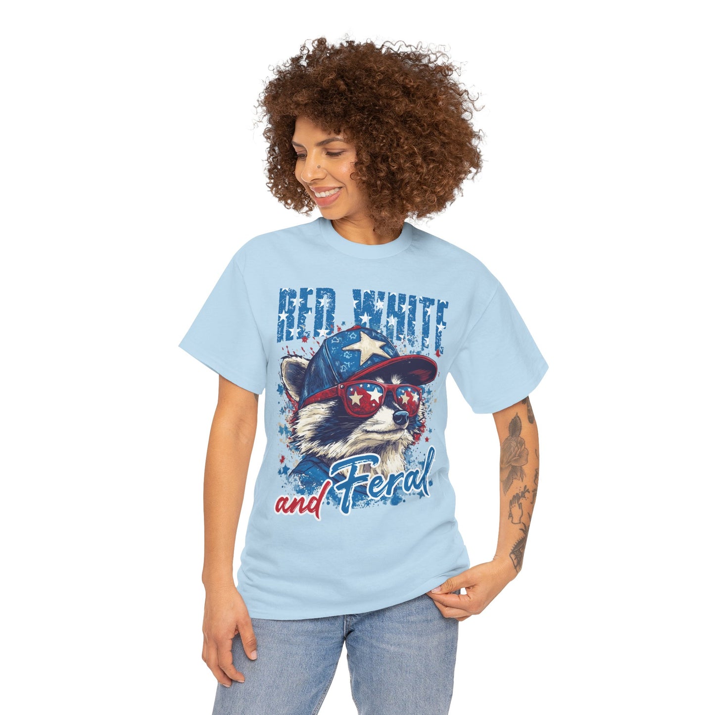 Red White And Feral Short Sleeve Tshirt