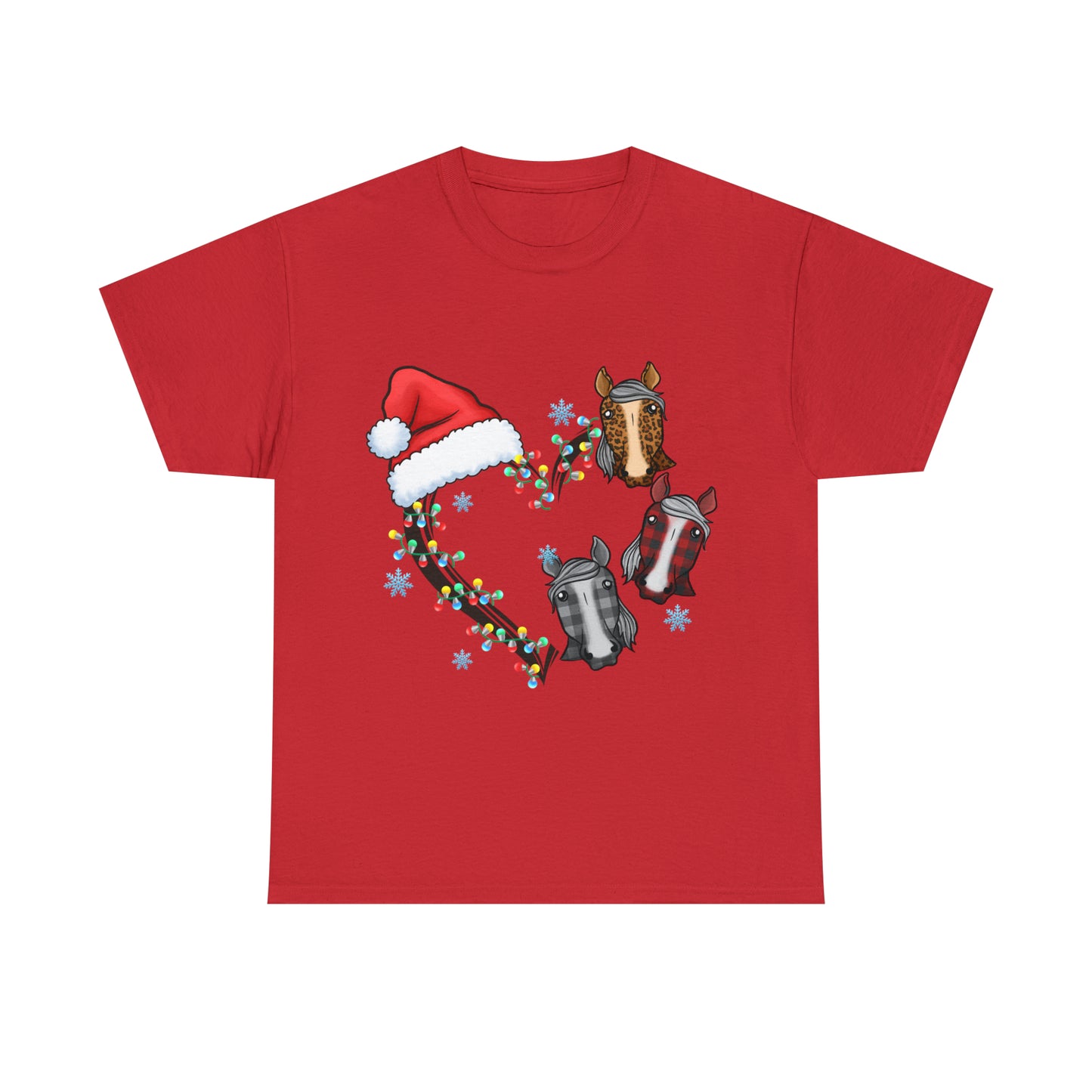 Horse Heart Wreath Christmas Short Sleeve Tee