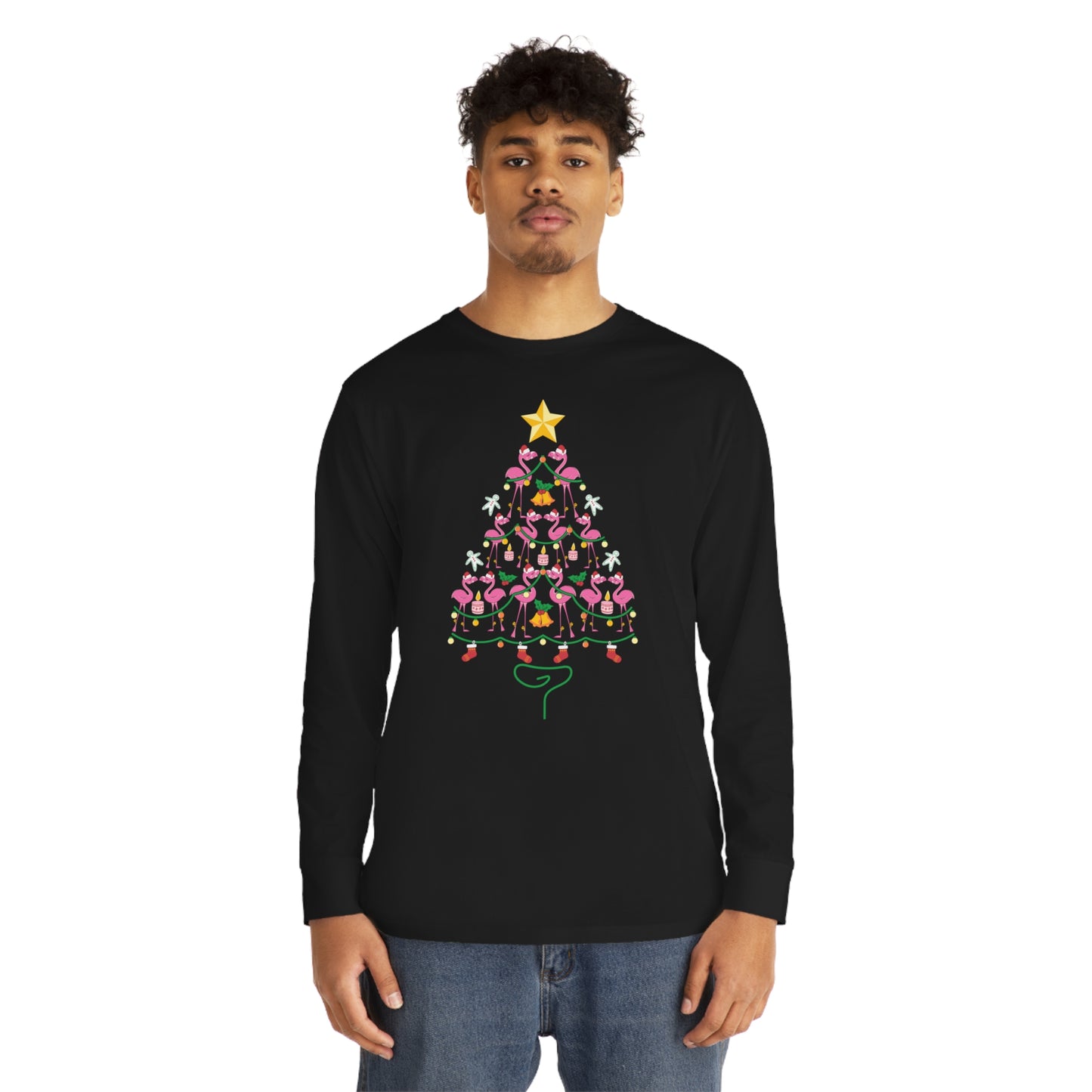 Flamingo Christmas Tree Christmas Long Sleeve T-Shirt