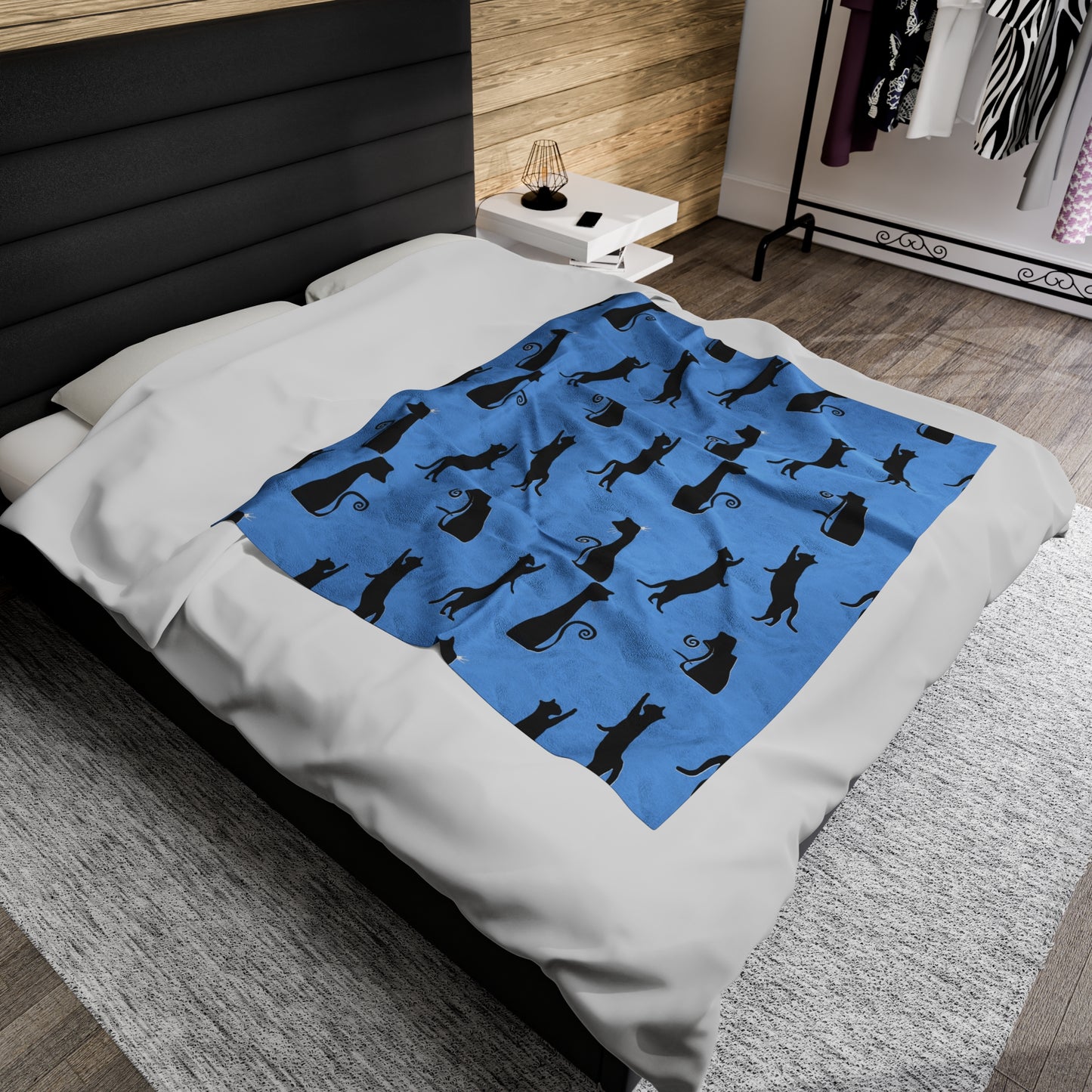 Black Cats on Blue Blanket