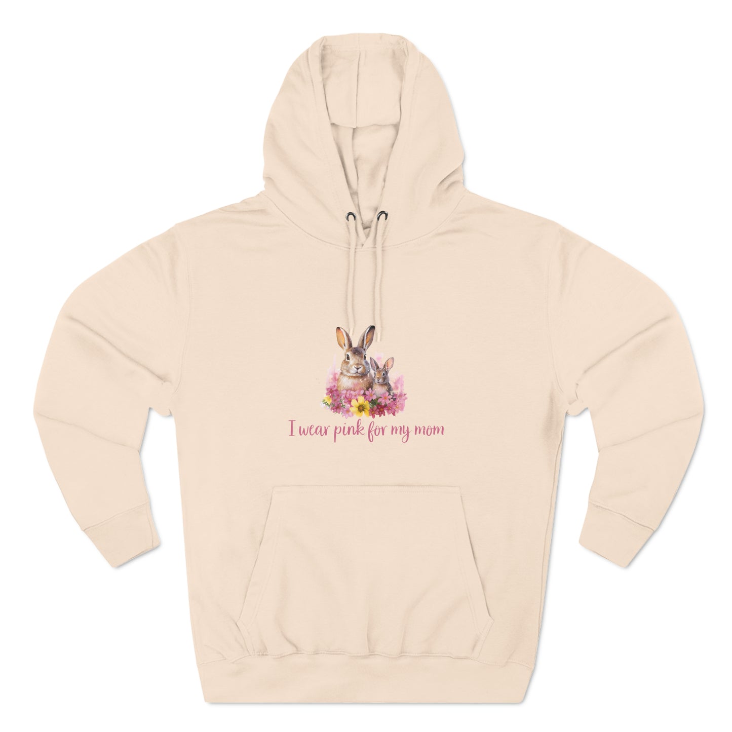 I Wear Pink For My Mom Rabbit Breast Cancer Pullover Hoodie