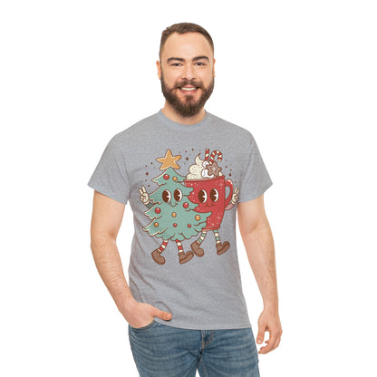 Retro Christmas Tree and Hot Cocoa Christmas Short Sleeve Tee