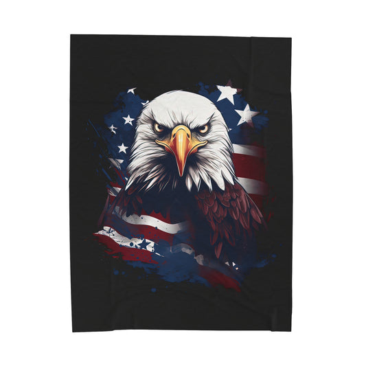 Eagle Head with American Flag Blanket