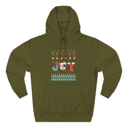 Joy French Bulldog Frenchie Dog Christmas Ugly Sweater Pullover Hoodie