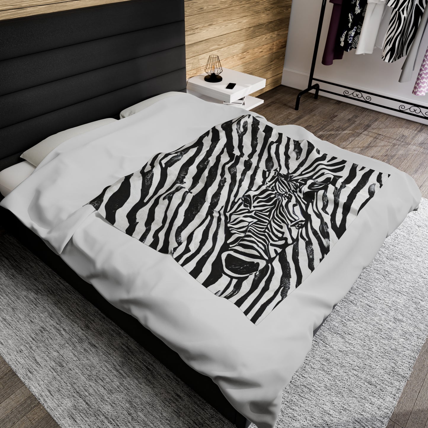 Zebra Print with Zebra Face Blanket